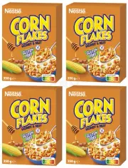 4 CORN FLAKES Honey & Nut Gluten Free Breakfast Cereal Boxes 350g 12oz