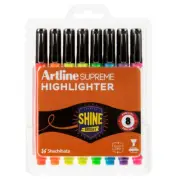 8pc Artline Supreme Arts/Crafts Highlighter/Draw Marker Pen Set Assorted Colours