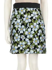 Blue Flower Jacquard Mini Skirt