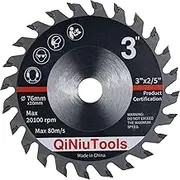 QiNiuTools 3 Inch 76mm 24-Tooth TCT Circular Saw Blade for Wood Plastic Composite Material Cutting Silver