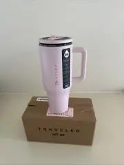 Insulated 40 oz Travel Tumbler - Leak Proof, Fits Cup Holder in Pink Sand