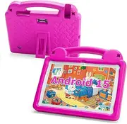 Android Tablet 10 Inch, Android 15 Kids Tablet, A523 Octa-Core, 8GB+64GB, 1TB Expandable, WiFi 6 (2.4G+5G), EVA Case with Stand, Pink
