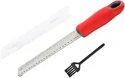 Stainless Steel Lemon Zester, Zester Grater with Handle Etched Sharp Blade Protective Cover, Hand Grater for Parmesan Cheese, Garlic, Nutmeg, Chocolate, Fruits, Vegetables(Red)