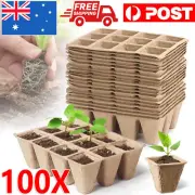 100PCS 12 Holes Biodegradable Paper Seedling Pots Seed Tray Garden Nursery