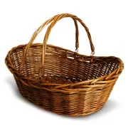 - Small Wicker Basket with Handle - Dark Brown Hand Woven Harvest Basket - Wi...