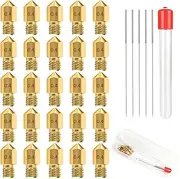 25PCS 0.4MM MK8 3D Printer Brass Extruder Nozzles with 5 Cleaning Needles and Metal Storage Box for Ender 3 Ender 3 pro Ender 5 CR-10 MK8 Makerbot Anet A8 Anet A6