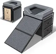 Dog Window Perch with Sofa for Dog&Cat，Dog Window Seat for Home Elevated Pet Bed，Indoor Pet Perch with Anti-Slip Ramp and Storage