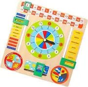 VANZACK Early Education Clock Wooden Boys and Girls' Toy Teaching Aid Safe Smooth Surface Enhance Cognitive Skills