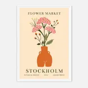 Galrie Scandinavian Botanical Art Print Stockholm Flower Market Decor, White Frame, A0 84 x 119cm (33 x 47inch)