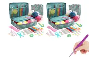 116Pcs Crochet Kit Yarn and Knitting Accessories Set with Storage Bag for Beginners-Flamingo