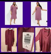 Torrid Super Soft Rib Snap Front Lounge Cardigan and cami gown set Size 2