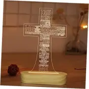 Jesus Cross 3D Night Light, Christ Optical Illusion Lights, Warm White Wooden