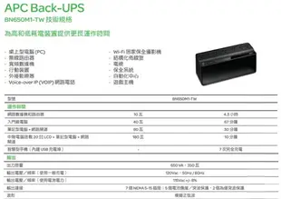 【最高現折268】APC BACK UPS BN650M1-TW 650VA離線式 不斷電系統