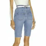 $950 NEW BALMAIN REVOLVE REVERSED DENIM BERMUDA SHORTS FR 40, US 8