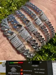 Real Miami Cuban Link Bracelet 925 Silver Baguette MOISSANITE Clasp Pass Tester