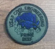 USAF Civil Engineering Prime Beef Patch Vtg 3” Rare 70s 80s Purple Bull B17