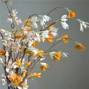 中式新古典長枝仿真花/粉色白色橘色野藤龍膽花客廳裝飾花