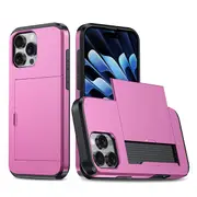 ZUSLAB for Apple iPhone 16 Pro Max Case Slide Armor Card Holder Protective Shockproof Hard Back Cover (2024) - Pink