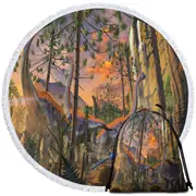 Animal Art the Dinosaur Valley Round Beach Towel