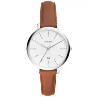 在飛比找momo購物網優惠-【FOSSIL】文青指針女錶 皮革錶帶 白色錶面 日期顯示(