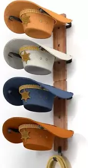 Cowboy Hat Rack For Wall Holder For 4 Hats With Hooks Rustic Metal Hanger