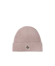 Moncler Enfant Logo Patch Knitted Beanie light pink