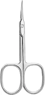 Professional Curved Nail Scissors - Surgical Stainless Steel Cuticle Cutter for Precise Manicure Eyebrows & Eyelashes 4.5cm Ultra-Sharp Tip Ergonomic Design for Women/Baby/Toenails (Silver)