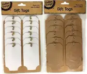 24X Brown White Kraft Craft Gift Tag Present Paper Tags w String DIY 6X10cm