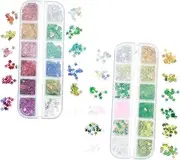 VICASKY 2boxes Sequin Stickers Sparkly Shamrock Sequins Nail Charms Nail Art Sequin Kit Foil Confetti Eye Makeup Glitter Face Accessories Nail Decor Manicure Crafting Decals Plastic
