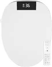 Bidet Toilet Seat, Elongated Smart Toilet Seat with Remote Control, Slow Close, Unlimited Warm Water & Adjustable Warm Air Dryer, Self-Cleaning Nozzle, Night Light (Elongated - AU Plug)
