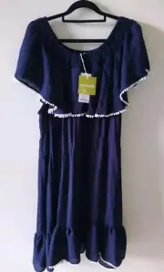 Virtuelle Taking Shape sz 18 Dress Maxi Navy Miami Nights Fiesta Salsa Bohemian