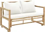 Generic 2 Seater Garden Sofa with Cushions Bamboo,43157
