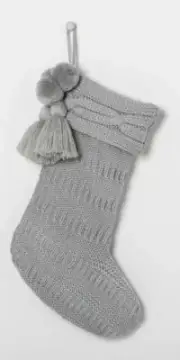 New 20" Long Holiday Knit Stocking Silver Green - Hearth & Hand with Magnolia