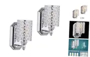 2 Pack 1 Light Crystal Wall Sconce Lighting with Chrome Finish,Modern Concise