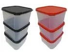 Tupperware Modular Mates Square II 2.6L Set of 3 Black or Red Seal.