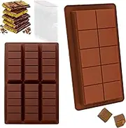 Chocolate Bar Molds，2pcs Silicone Chocolate Bar Moulds，with 100pcs Storage Bags，Knafeh Chocolate Bar DIY Deep Chocolate Candy Kitchen Baking Moulds