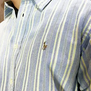 美國百分百【全新真品】Ralph Lauren 長袖襯衫 青年版 RL 牛津襯衫 小馬 POLO 直紋 黃底藍 C635