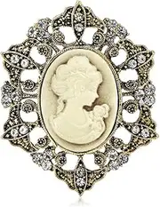 Vintage Queen's Cameo Brooch for women Victorian Antique Crystal Lapel Pins for Charm Suit Shirt Collar Tie Corsage Clothes Accessories Party Banquet Jewelry, Large, Metal Crystal, cubic zirconia