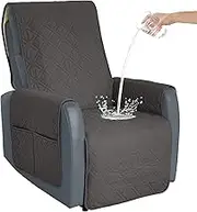 SOFTOWN Recliner Chair Covers Sofa Slipcover Non-Slip Chair Couch Cover Machine Washable Furniture Protector with Straps for Dogs (Dark Grey, 30inch Recliner)