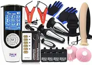 Electronic Set, 2 Electric Shock Controllers, Including Anal Plug, Penis Ring/Patch/Gloves, Male and Female Electrical Stimulation Toys