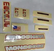 BMX BIKE NOS OLD SCHOOL MONGOOSE DECAL SET ORIGINAL NOS MENACE