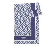 在飛比找蝦皮商城優惠-FENDI FF Logo 棉質及真絲圍巾/披肩(藍色) F