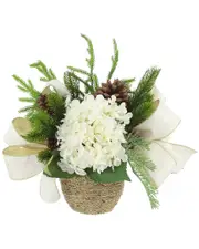 Creative Displays Christmas Holiday Arrangement With White Hydrangeas & Bows
