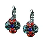 Mariana Earrings Floral Blue Zircon, Hyacinth, & Royal Blue Austrian Crystals...