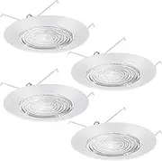 Glooglitter 4 Pcs 6 Inch Shower Trim for Recessed Light Cover White Bathroom Light Cover Replacement with Glass Lens Waterproof for Wet Locations Ceiling