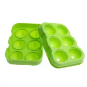 2PCS KC-IT02 6 Holes Large Ball Shape Silicone Ice Cube Sphere Whiskey Cocktail Ice Mold Tray GREEN COLOR