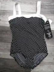 MIRACLESUIT FINNEGAN MIRACLE POLKA DOT SWIM SUIT RESORT BATHING SWIMMING SIZE 16