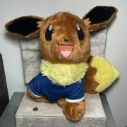 2017 Build-A-Bear BAB Pokemon Eevee Plush Stuffed Animal 16" With Pokemon Shirt