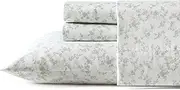 [Laura Ashley] King Sheets, Soft Sateen Cotton Bedding Set, Sleek, Smooth, & Breathable Room Essentials (Fiona Green, King)