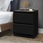 ALFORDSON Bedside Table Wooden Nightstand Timeless Sofa Side Home Storage Cabinet Organiser 2-Drawer Side End Table Chest Bedroom Living Room Furniture Black